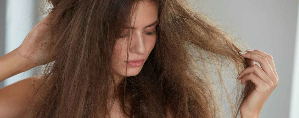 Une femme avec des cheveux sec