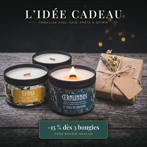 Visuel « L’idée cadeau » présentant les bougies parfumées Skali