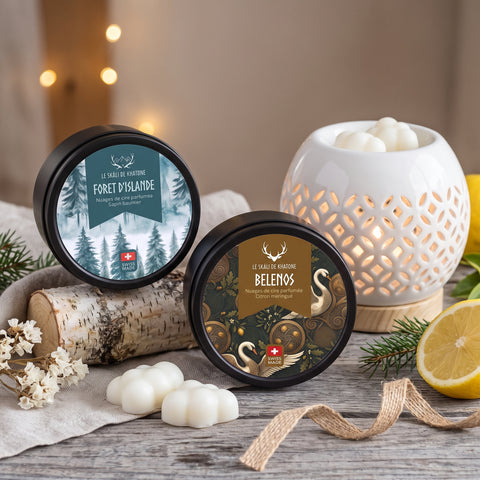 Coffret Nuages du Skáli : diffuseur en céramique et nuages parfumés Forêt d'Islande et Belenos